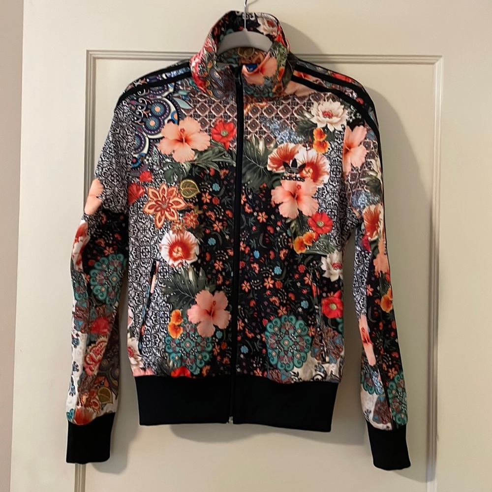 Adidas printed track jacket, size small